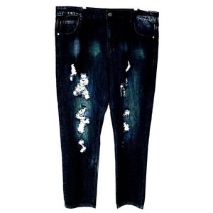 NWT Coosven Distressed Black Denim Jeans Streetwear Grunge Punk Mens 40 x 30.5